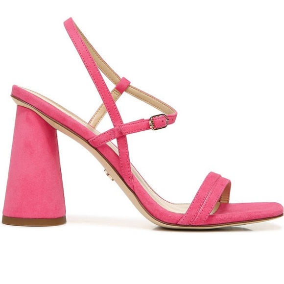 Sam Edelman Kit Slingback Dahlia Pink Suede Block Heel Sandal - Picture 3 of 10